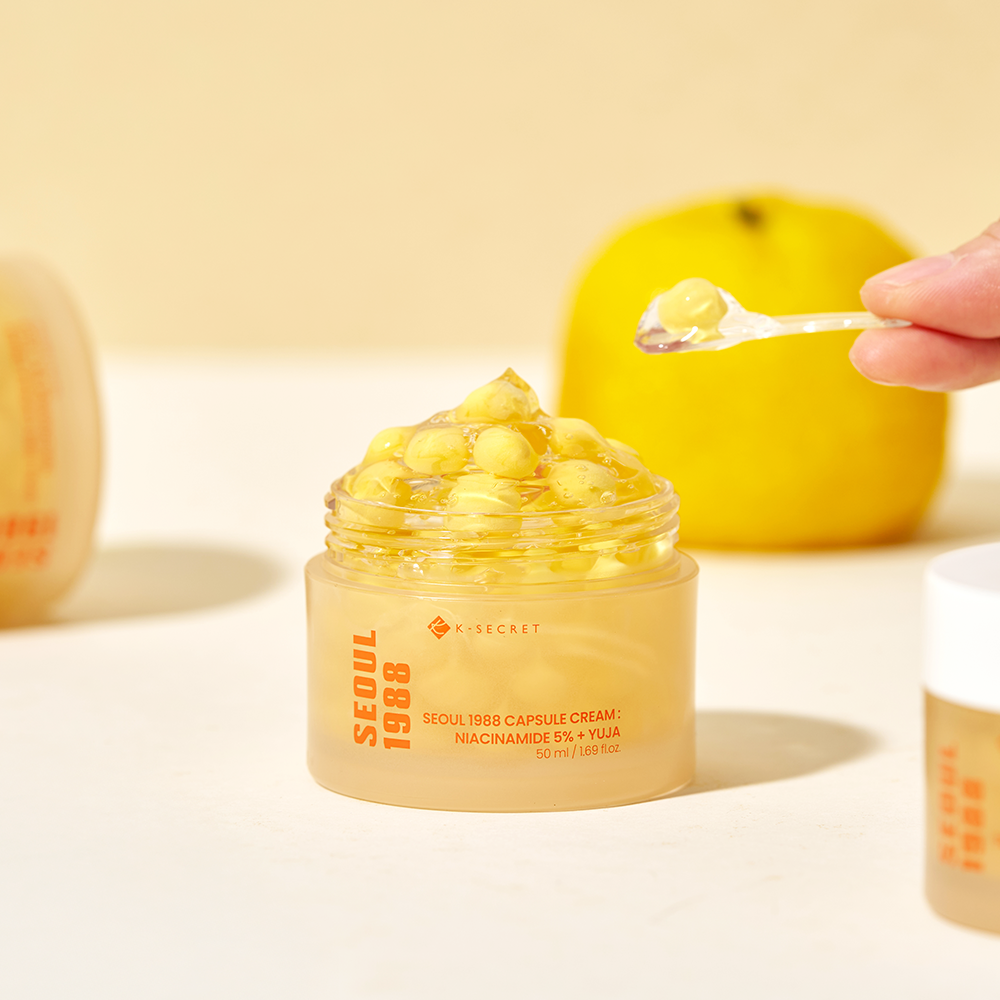 CUスキンCREAM &AMPOULEセット　新品未開封 SEOUL 1988 CAPSULE CREAM : NIACINAMIDE 5% + YUJA – K-SECRET Cosmetics