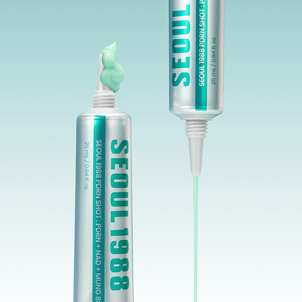 Two SEOUL 1988 PDRN Shot tubes dispensing mint gel-cream texture